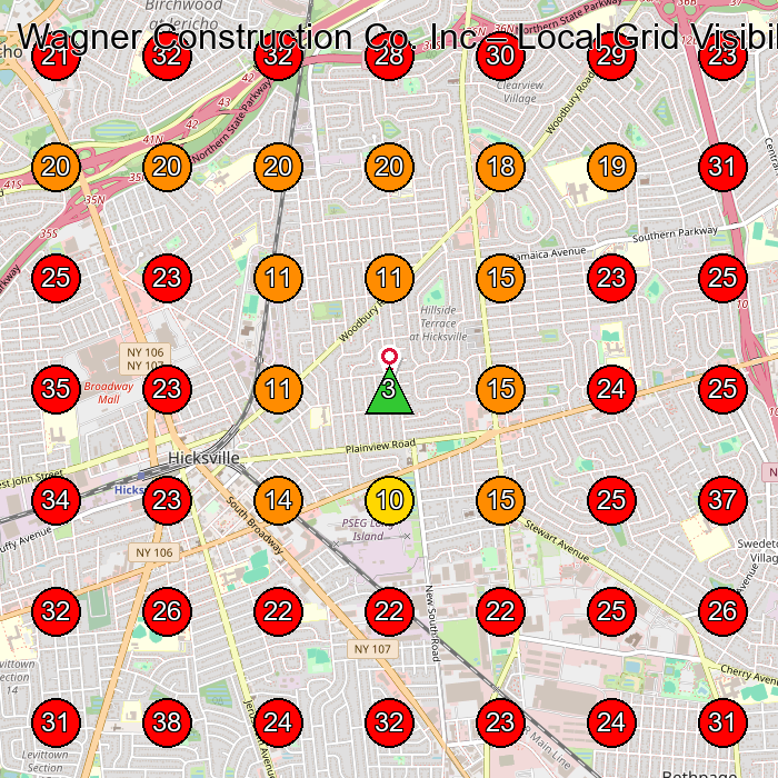 Wagner Construction Co. Inc GeoGrid visibility map for General Contractor in Hicksville